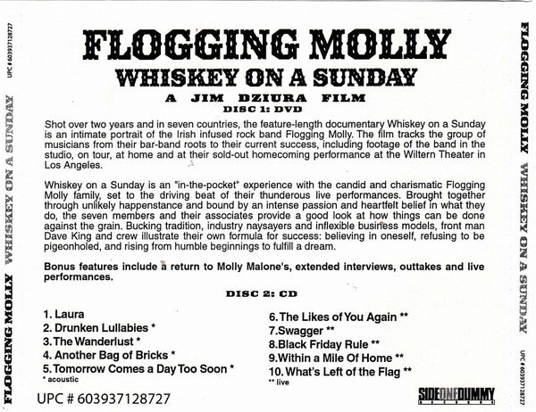 Flogging Molly : Whiskey On A Sunday (DVD-V, Promo, NTSC + CD, Album, Promo)